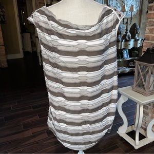 ND New Directions Flowy Taupe And Ivory Sleeveless Stretch Tank Top Size XL